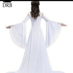 Rose Blooming White Renaissance Fairy Tale Dress